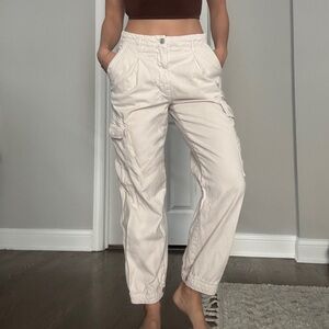 Free people tan adjustable cargo high waisted pants size 4